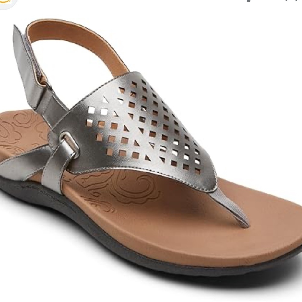 Rockport Women's Ridge Toe Post Sandal metallic silver brown size 7.5 - Picture 7 of 7